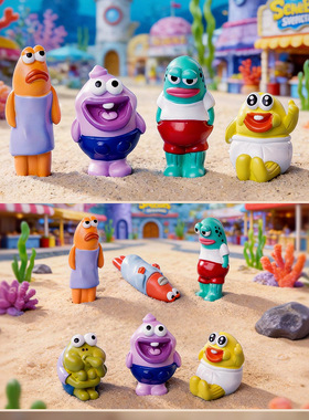 微景观创意新品比奇堡路人鱼 diy装饰品工位发疯小摆件桌面小摆件