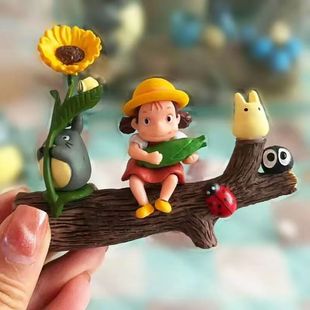 微景观造景宫崎峻动漫龙猫小摆件卡通小梅黑煤球桌面工位鱼缸装饰