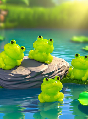 微景观创意迷你青蛙公仔 盆景鱼缸DIY装饰品挂配件车载桌面小摆件