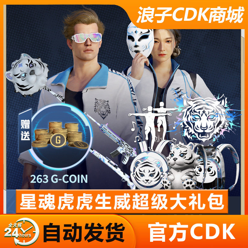 PUBG皮肤星魂大礼包绝地求生白运动吃鸡上衣裤子滑雪镜兑换码CD