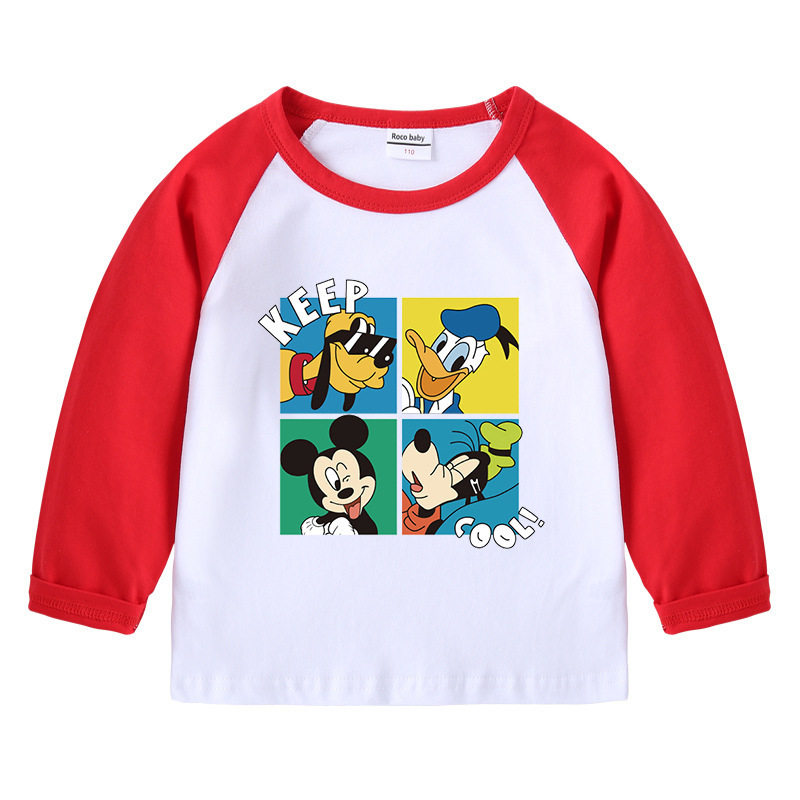 儿童长袖T恤薄款春季帅气男女童打底衫春装上衣服高飞狗米奇童装