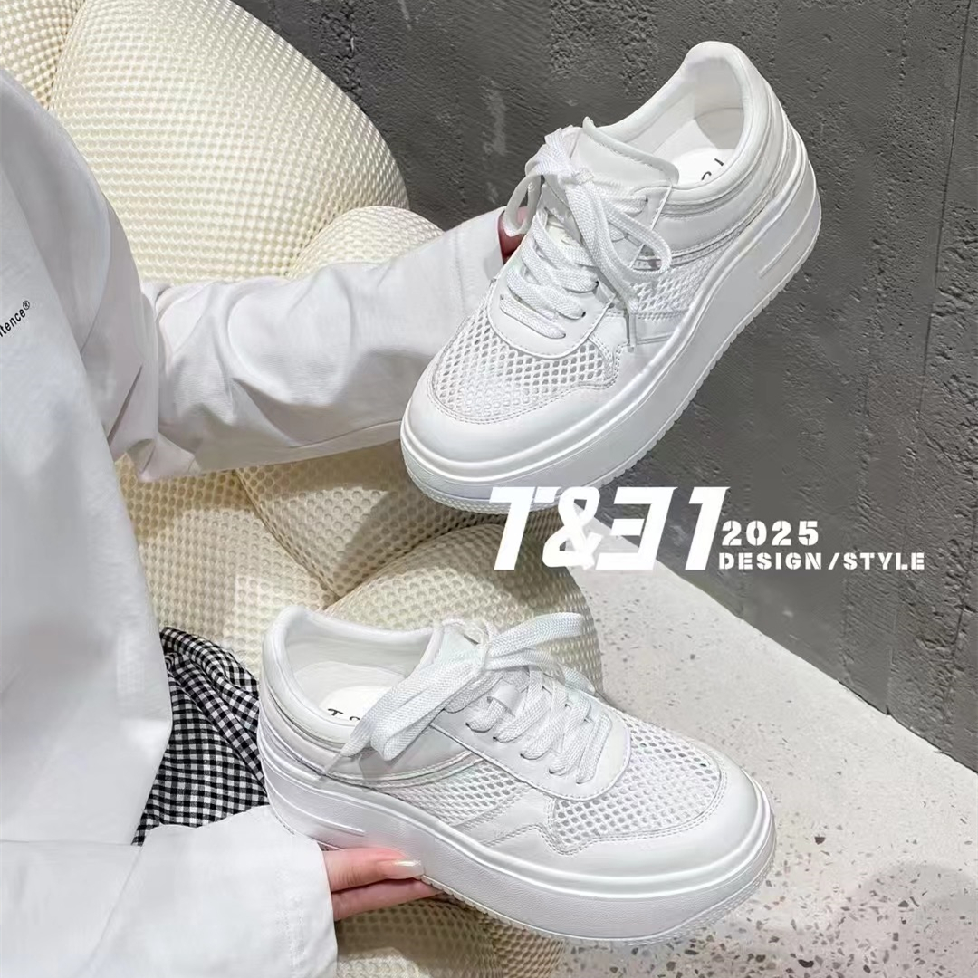 T&31女鞋新款单网厚底小白鞋6cm