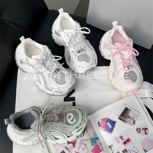 T31女鞋2026春季新款厚底老爹鞋ins潮牌同款拼色翘臀榴莲鞋休闲鞋