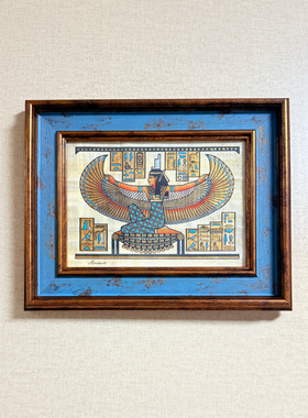 装裱款莎草纸画 埃及手绘树皮画莎草纸画草纸画沙草纸博物馆