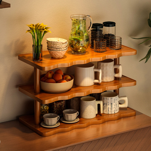 杯架收纳架桌面放水杯咖啡杯非实木杯子托盘茶具架餐桌台面置物架