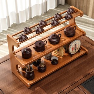 中式小型茶杯架博古架桌面上茶杯茶叶茶台置物架子紫砂壶收纳摆放
