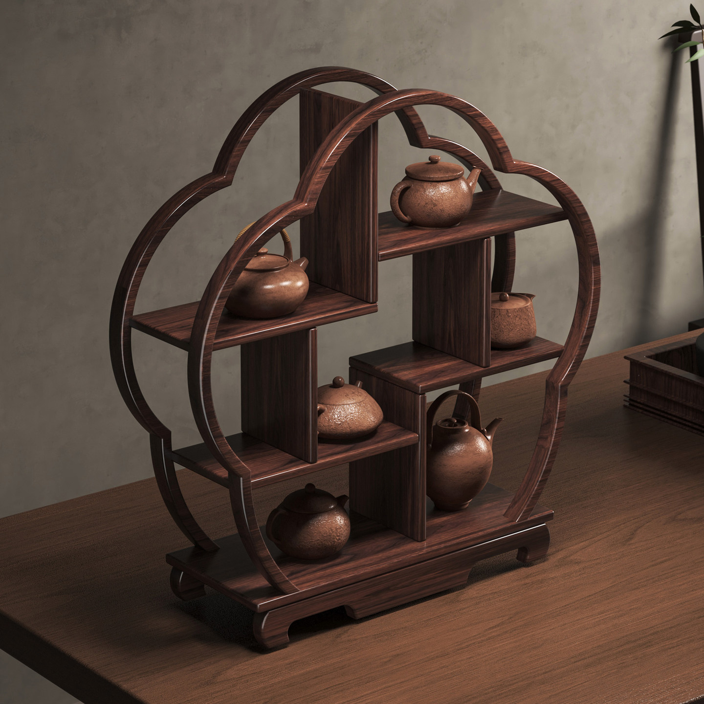 新中式实木桌面博古架小型茶杯架子茶具收纳架紫砂壶摆件置物架子,住宅家具,多宝格/博古架,淘宝优惠券,粉丝福利购,淘宝优惠卷