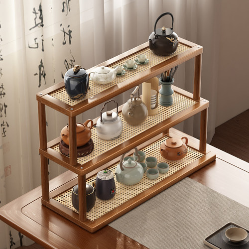桌面博古架台式茶桌茶具置物架小型茶叶柜茶杯茶壶收纳摆放展示架