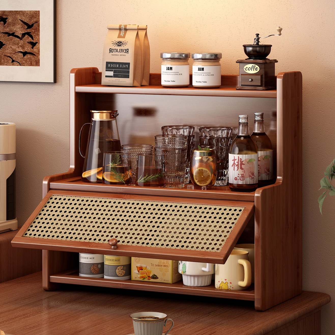 桌面置物架多层杯子收纳架餐桌台面水杯咖啡杯茶杯具桌上小型杯架