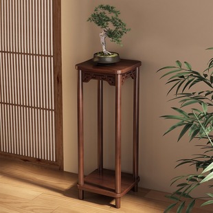 中式博古架茶室收纳置物架花架子客厅落地式实木仿古盆景花盆托架