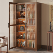 博古架新中式 实木茶室茶柜茶具架子多层摆件展示柜防尘置物架