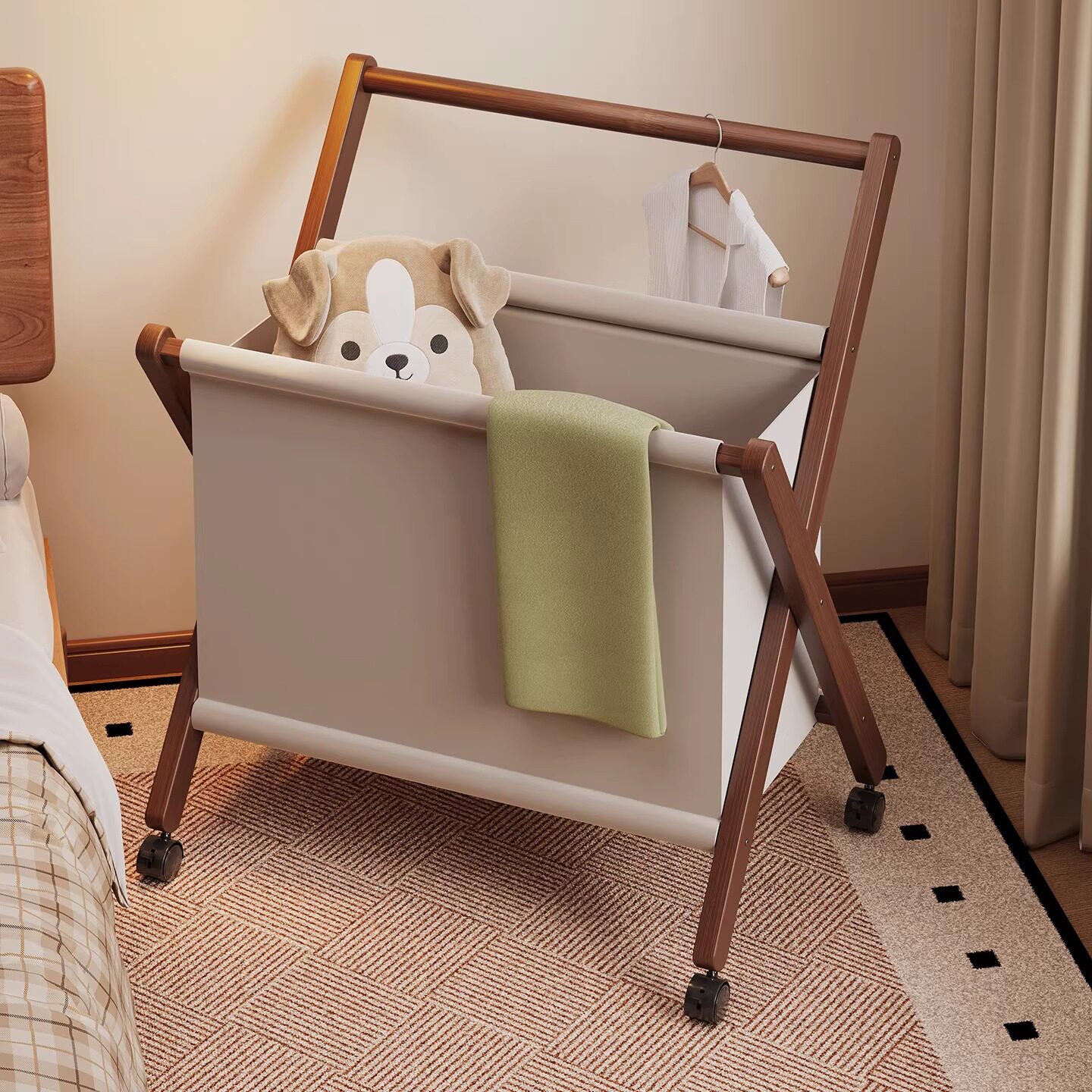 挂衣架落地卧室脏衣服收纳筐小型脏衣篓家用浴室可移动衣服收纳架