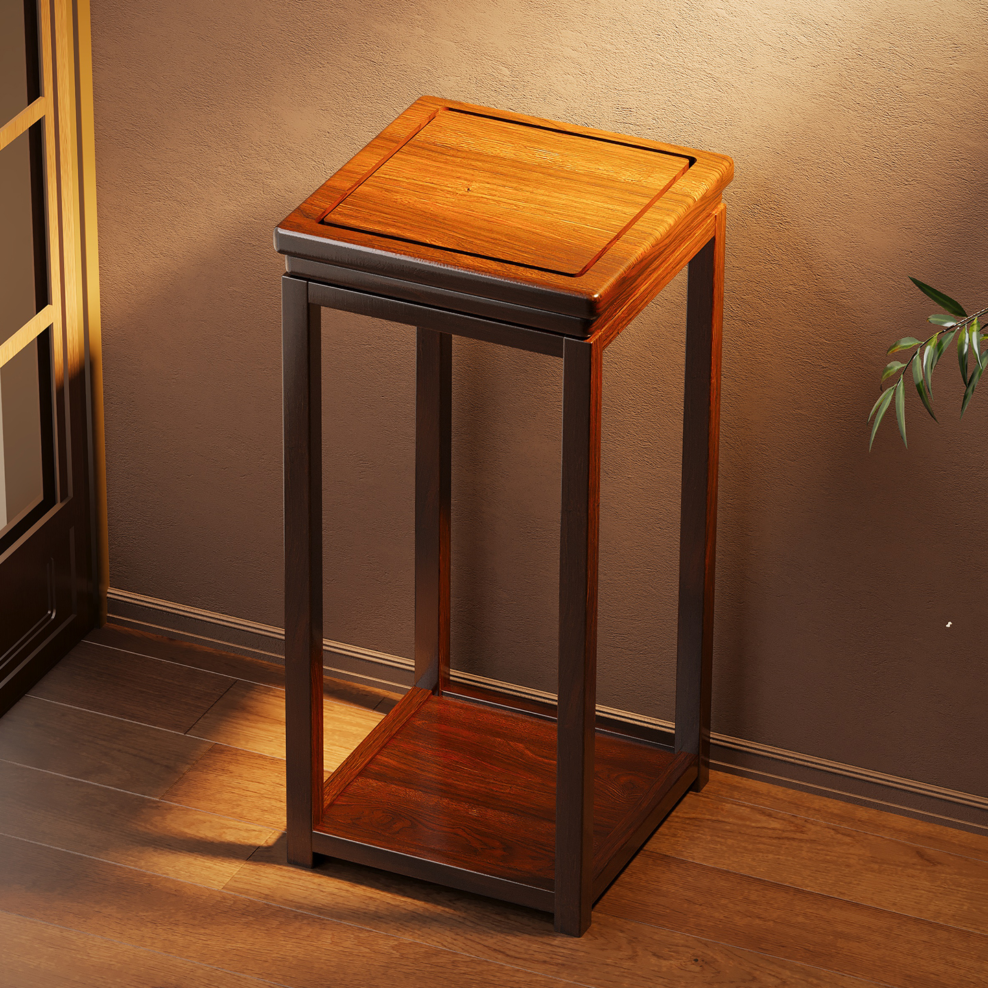 实木花架子客厅落地式置物架花梨木榫卯整装中式花台室内花盆景架