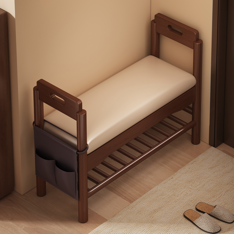 【加高扶手】实木换鞋凳门口家用