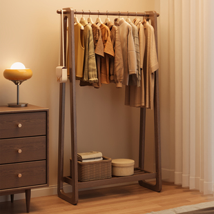 实木挂衣架落地式卧室衣帽架家用衣架房间客厅木质衣服架子置物架