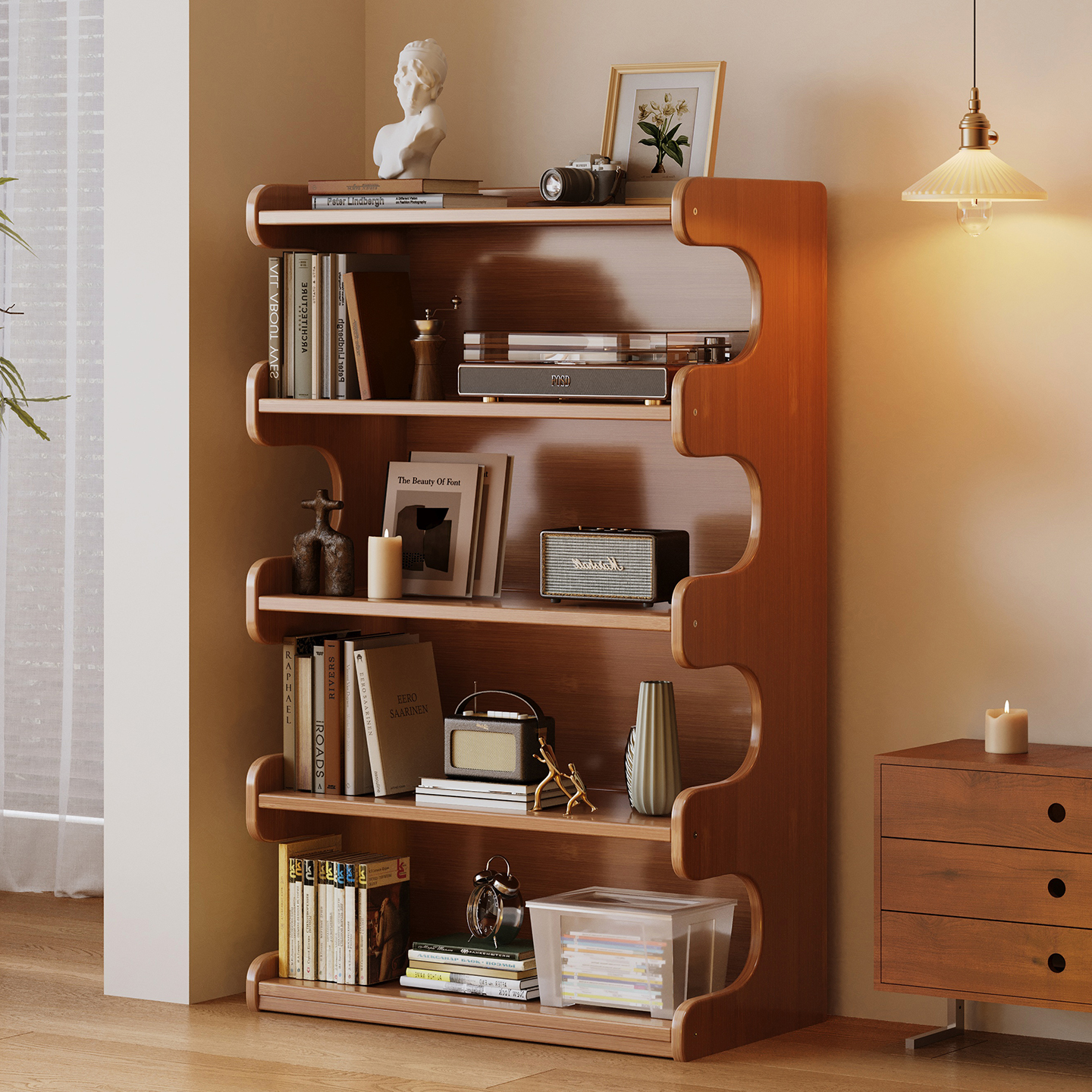 家用书柜储物柜一体落地书架儿童学生书房收纳书本客厅置物展示架