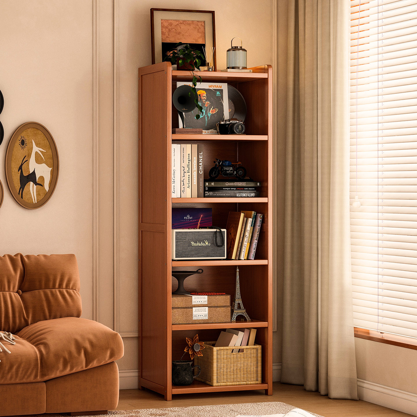 简易小书架落地儿童学生书柜家用收纳储物零食书本置物架转角窄柜