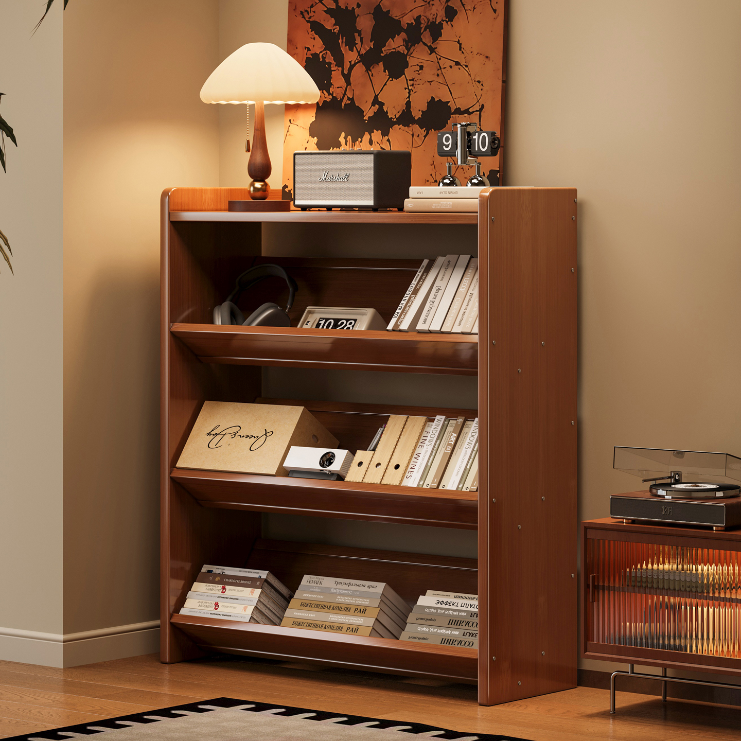 书柜落地置物架简易书架儿童学生书房客厅收纳一体靠墙转角柜子