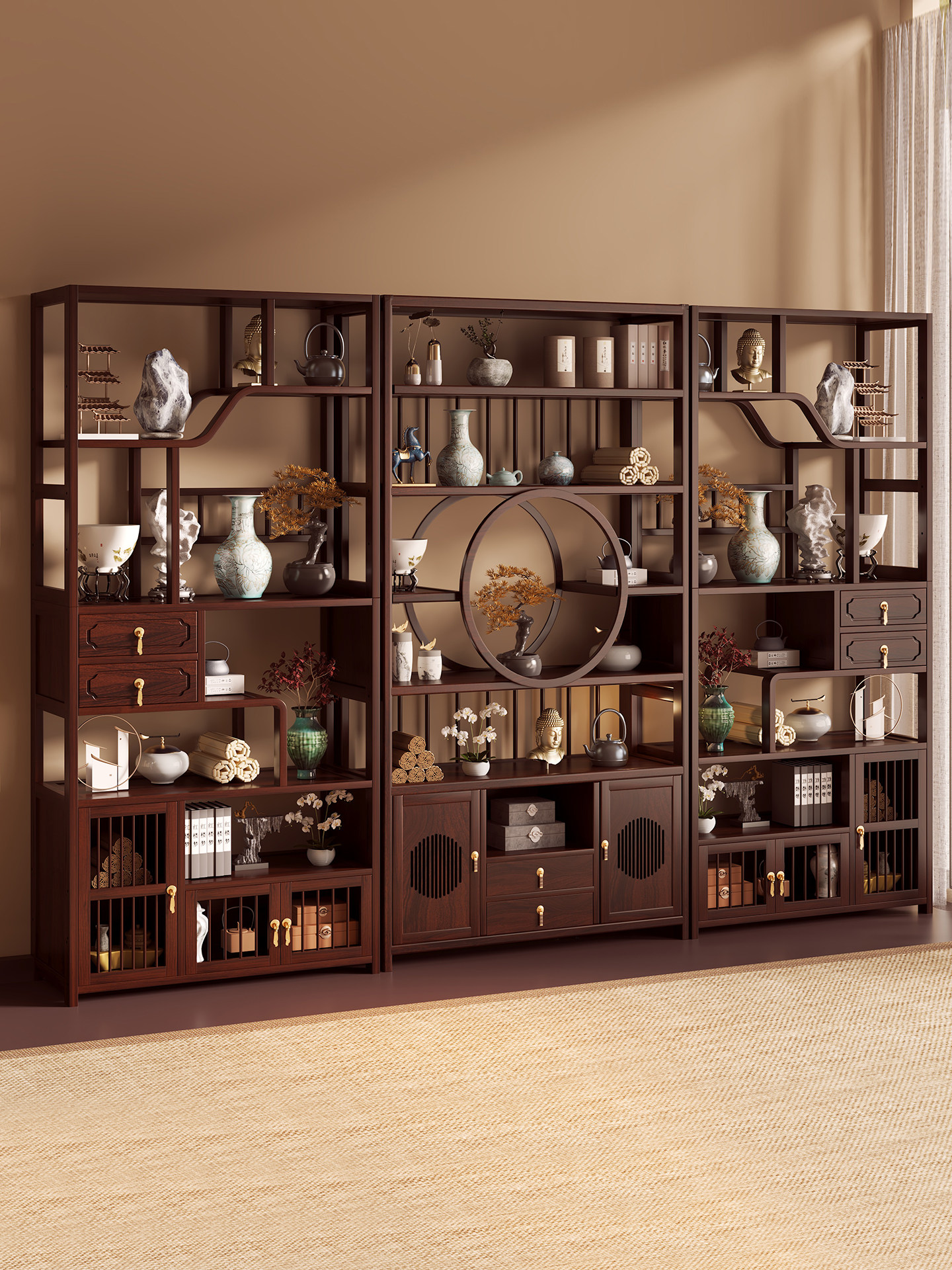 博古架茶叶茶柜置物架茶室新中式收纳展示2025新款宋代美学摆放架