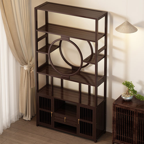 茶室博古架新中式多层收纳非实木置物架宋氏美学茶叶茶具摆放架子
