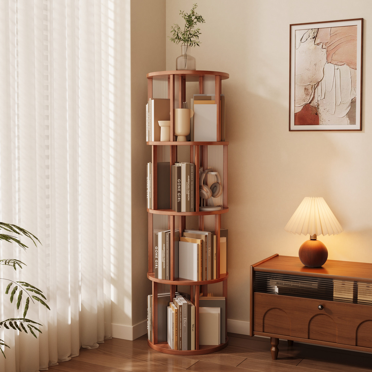 360度实木旋转书架落地置物架客厅转角一体靠墙书柜储物收纳柜子,住宅家具,书架,淘宝优惠券,粉丝福利购,淘宝优惠卷