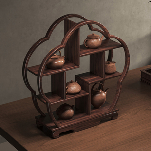 中式博古架置物架桌面茶具紫砂壶收纳摆件杯架茶室桌上多层展示架