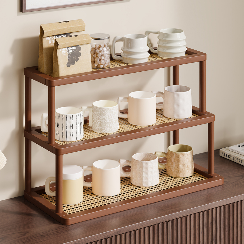 杯子收纳置物架餐桌台面多层杂物咖啡杯水杯收纳架宿舍厨房整理架