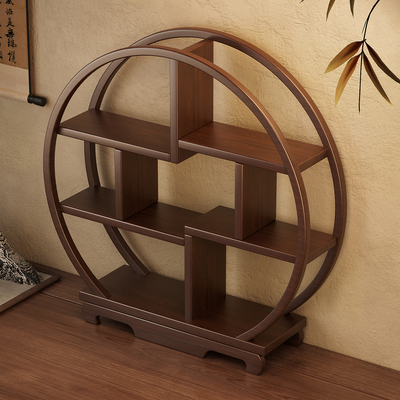 台式博古架实木新中式小型茶具架子紫砂茶壶展示架茶室摆件多宝阁