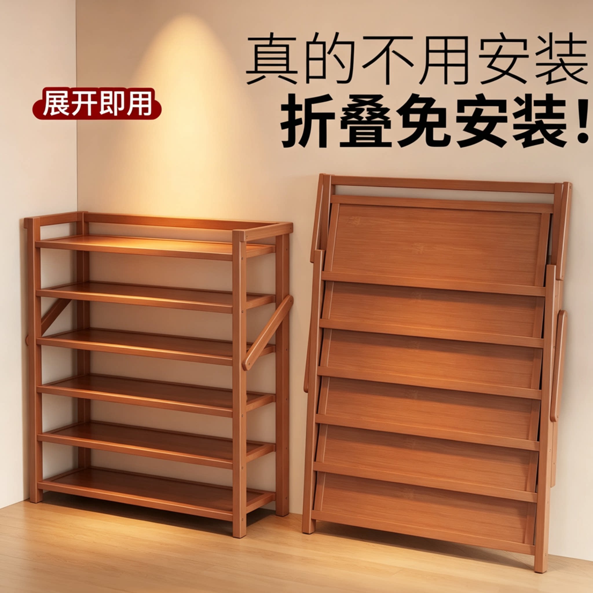 免安装置物架多层收纳架落地简易书架客厅厨房家用靠墙杂物储物架图片