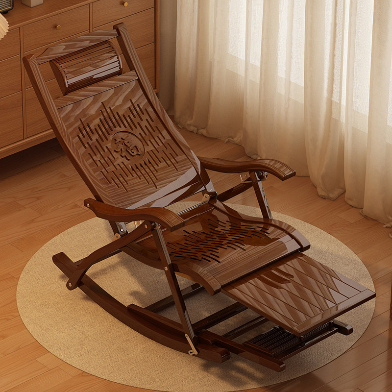 躺椅折叠午休可坐可躺懒人午睡老人专用靠背椅凉椅摇摇椅阳台休闲