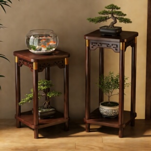 鱼缸放置架中式花架子客厅落地式置物架室内多层花盆架植物摆放架