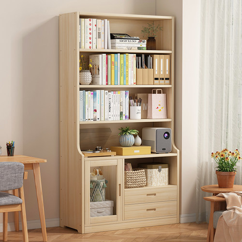 实木书架落地置物架多层客厅靠墙柜子儿童收纳柜学生收纳家用书柜