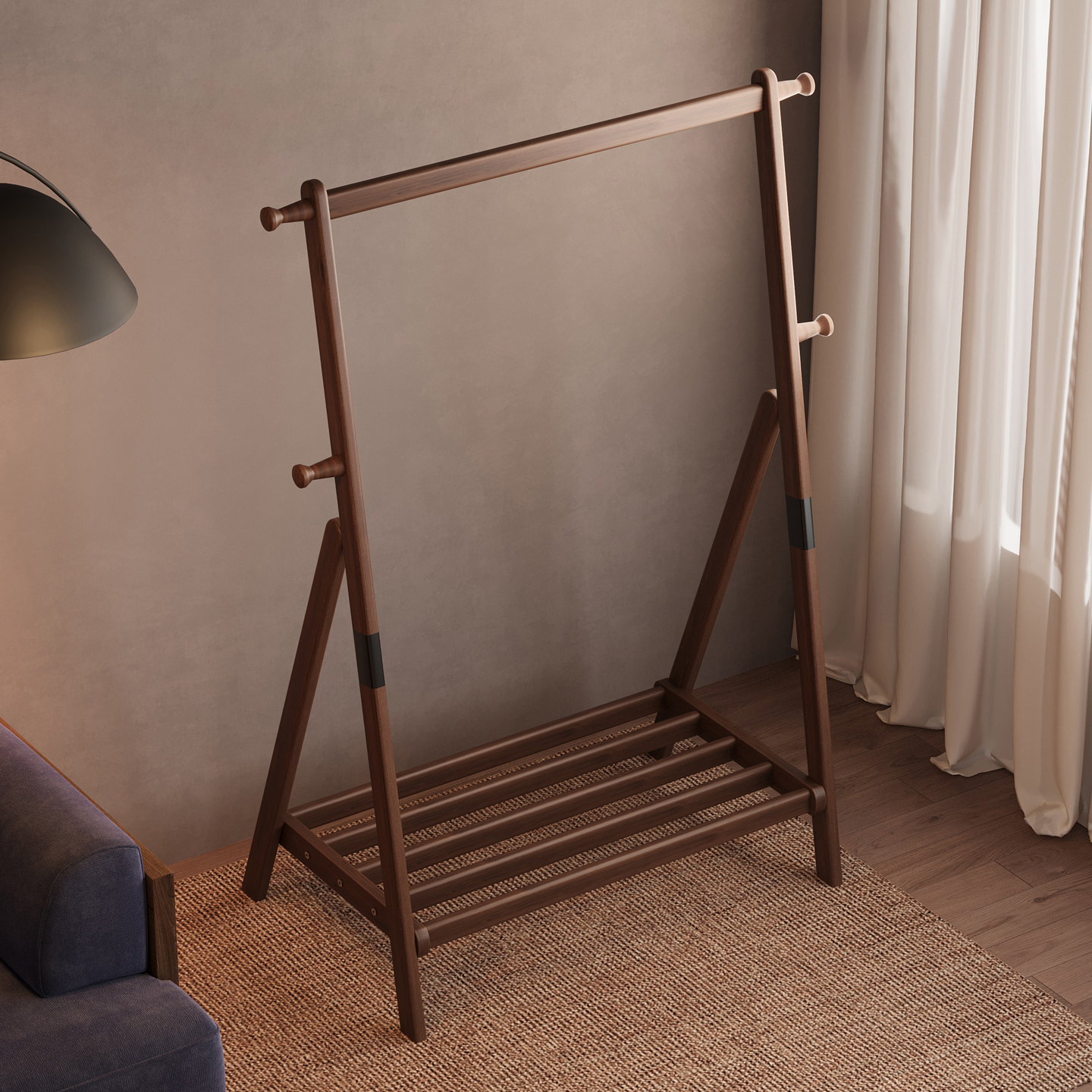 实木卧室挂衣架落地衣服置物架2025新款不占空间的衣帽架收纳家用