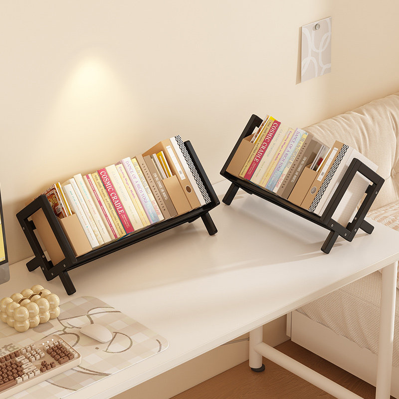 桌面书架置物架收纳办公室2024新款书桌上简易小型飘窗台儿童书柜