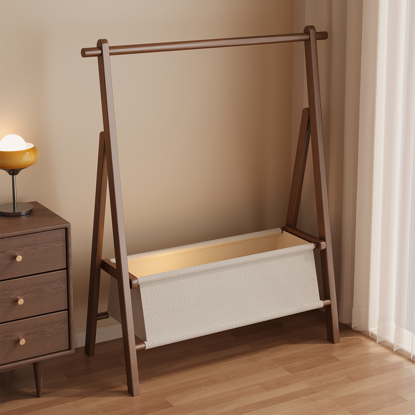 实木衣架落地卧室次净衣帽架房间挂衣服的架子客厅家用折叠挂衣架