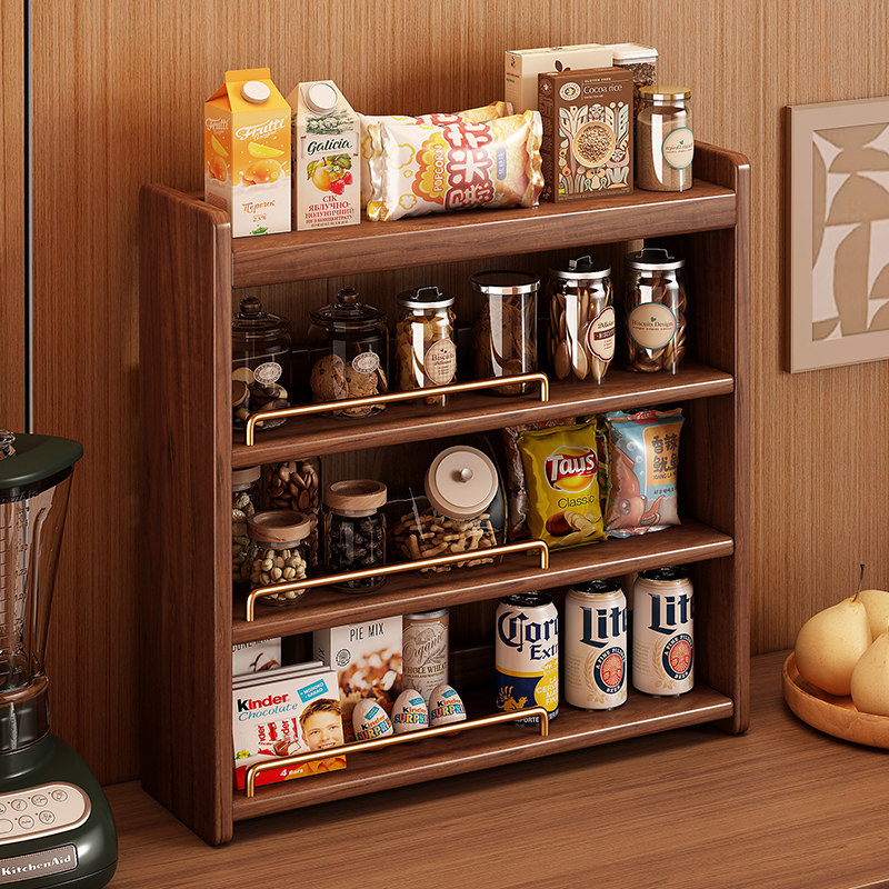 实木置物架零食饮料架子杯架多层客厅家用餐厅储物简易杯子收纳架