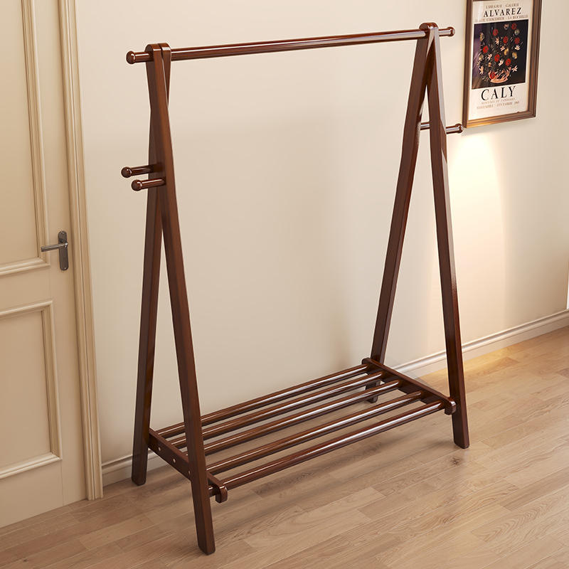 永爵实木衣帽架落地家用挂衣