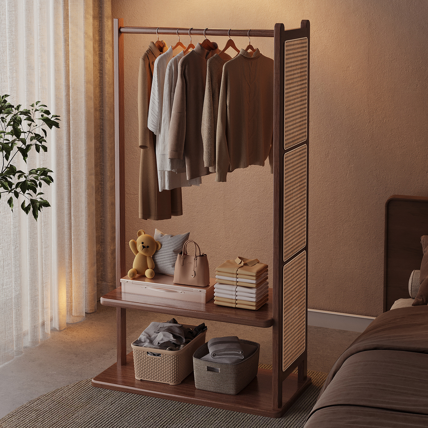 落地挂衣架卧室置衣架子2025新款不占空间衣帽架可移动衣服收纳架
