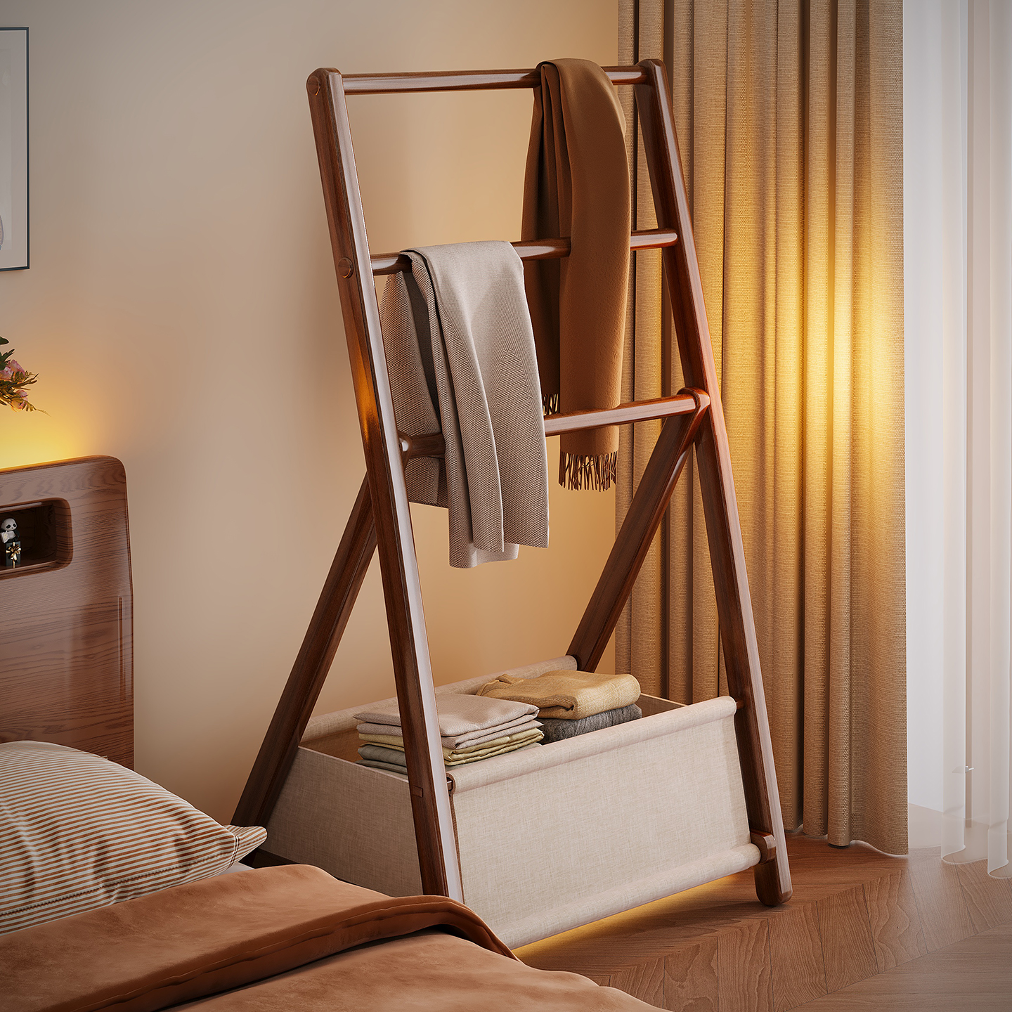 挂衣架卧室落地衣帽架2025新款房间临时家用床边床尾衣服收纳神器