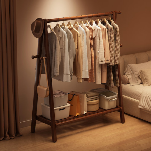 卧室衣架落地挂衣架2025新款实木衣帽架不占空间收纳衣服置物架子