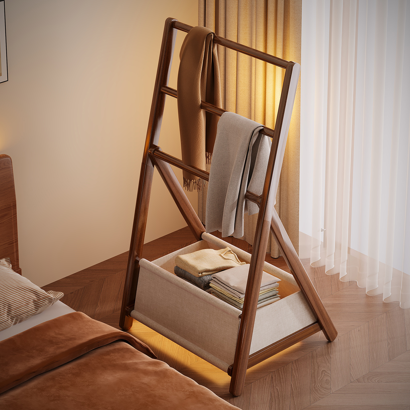 挂衣架落地卧室次净衣帽架家用室内房间床尾衣服收纳架小型置物架