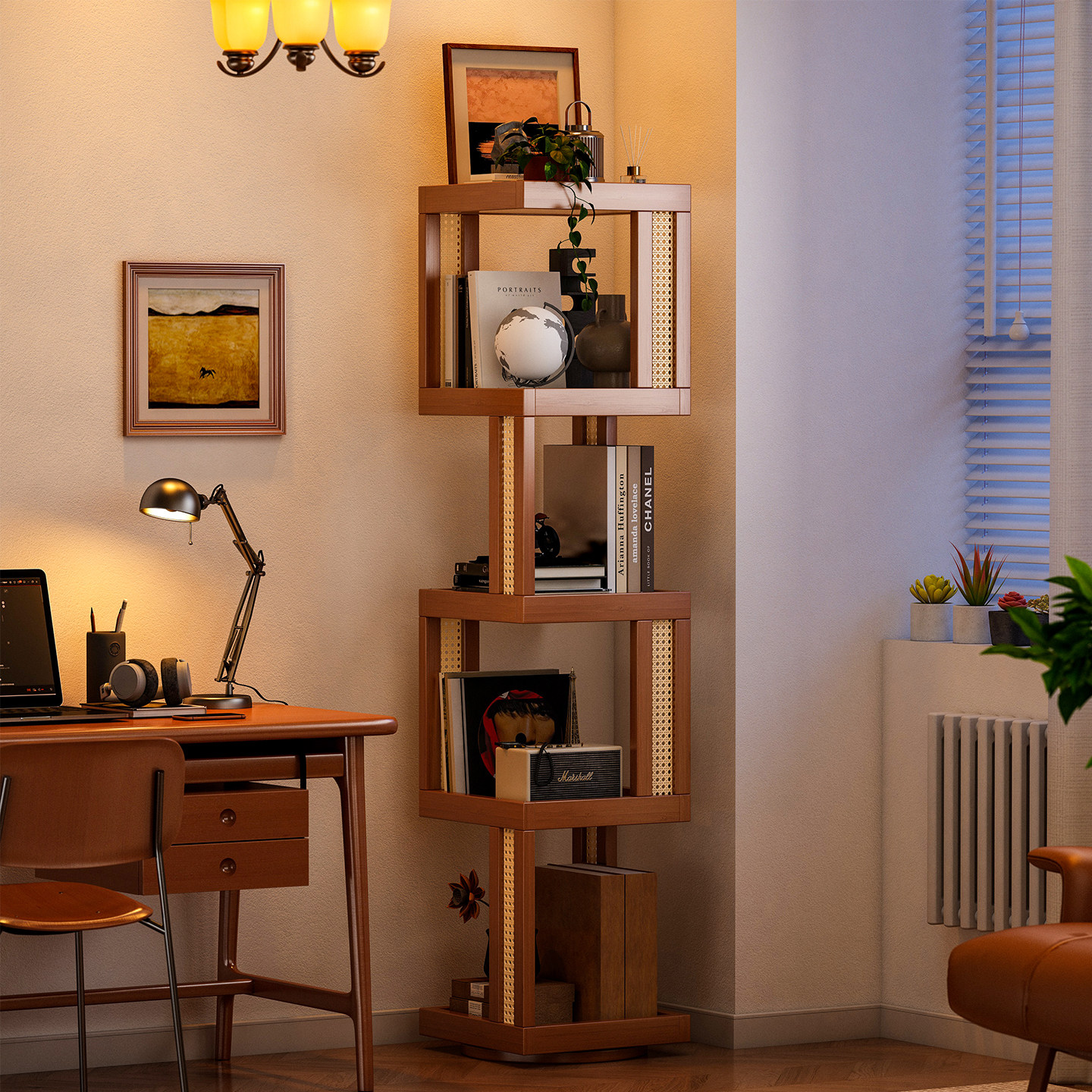 360度可旋转书架书柜客厅转角书架落地多层置物架一体靠墙可移动,住宅家具,书架,淘宝优惠券,粉丝福利购,淘宝优惠卷