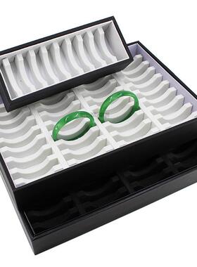 黑色PU40位20位10位无盖手镯托盘手镯收纳盒 首饰盒