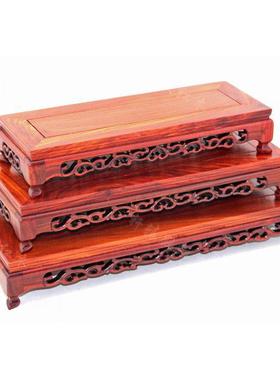 红木雕工艺品红檀木底座长方形座子 奇玉石茶壶花盆景摆件底座