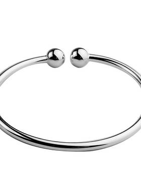 韩国风女式对珠手镯开口光面简约蒜头手镯对珠手环银镯子手饰首饰