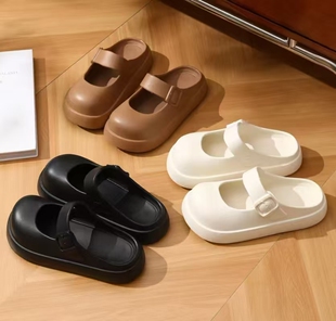 步凡夏季新款凉拖包跟松糕鞋洞洞鞋女懒人玛丽珍博肯鞋厚底沙滩拖