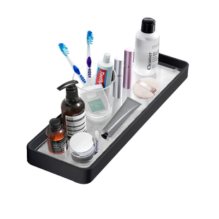 卫生间置物架壁挂免打孔洗漱台厕所浴室墙上化妆品镜前收纳架玻璃