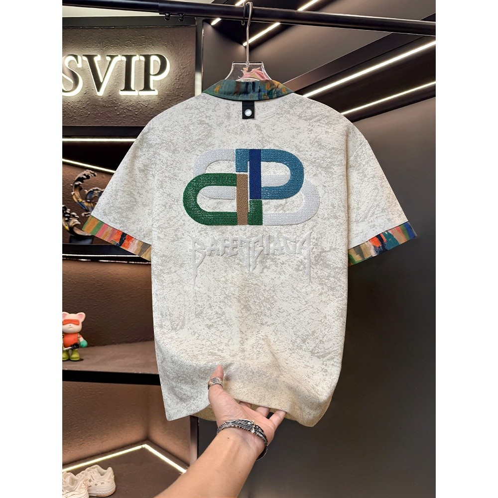 轻奢潮牌刺绣翻领短袖POLO衫男