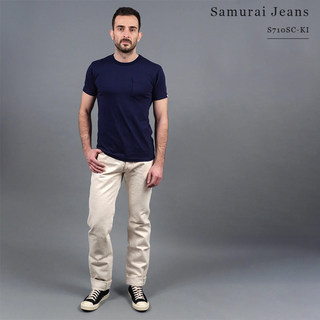 SAMURAI JEANS S710SC-KI日产武士中腰修身直筒本白色牛仔裤