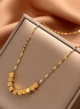 小方块项链真金电镀简约时尚网络爆款批发时尚风小众ins